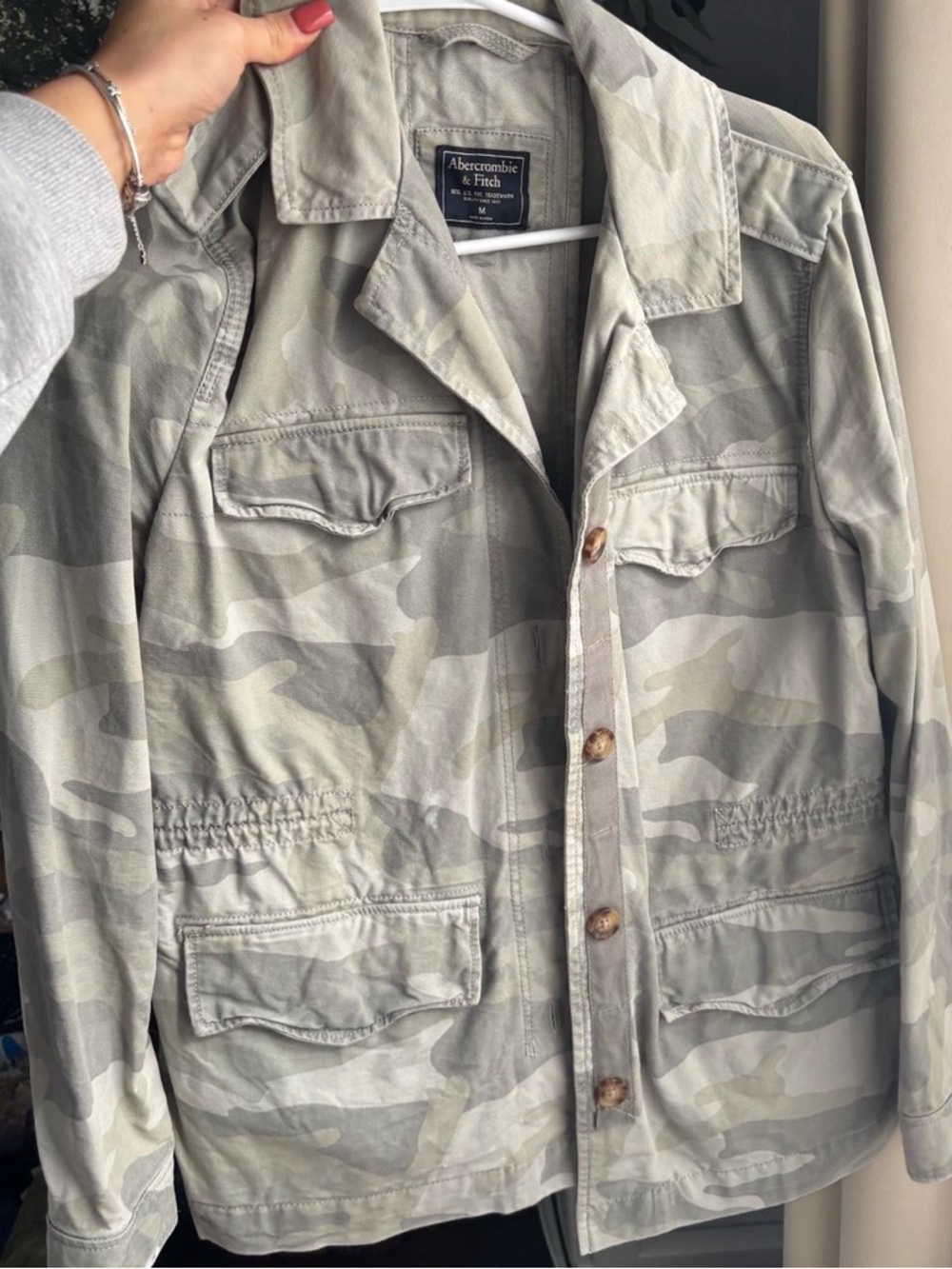 Abercrombie & Fitch Womens Green Camo Field Jacket